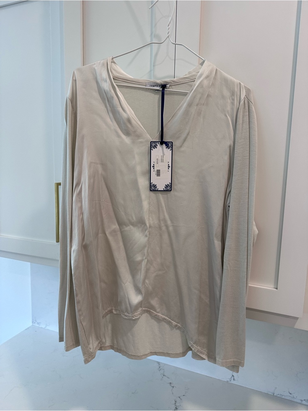 NWT Satin front long sleeve top